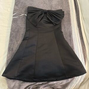 Black mini dress with bow
